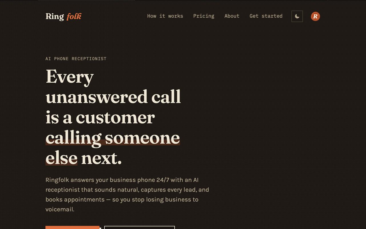 Ringfolk homepage preview